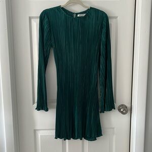 Emerald plisse mini dress